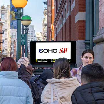 out of home digital subway liveboard new york city h and m