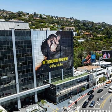 out of home wallscape advertising los angeles bumble