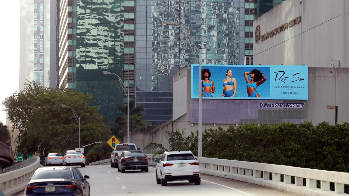 digital billboard out of home advertising in miami for riot swim