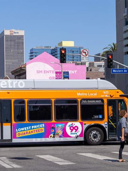 out of home bus advertising los angeles 99 cents stores